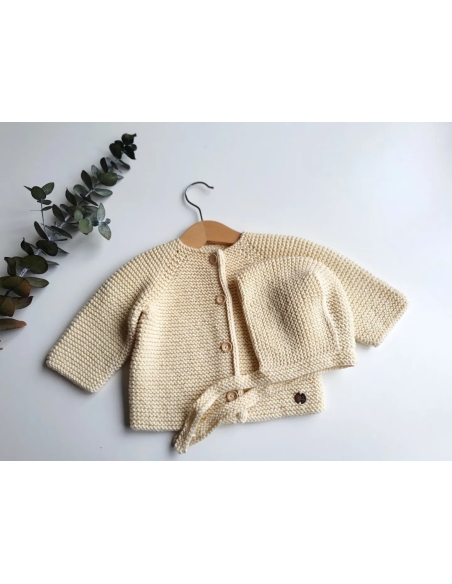 Organik Pamuk Unisex Hırka Şapka Seti