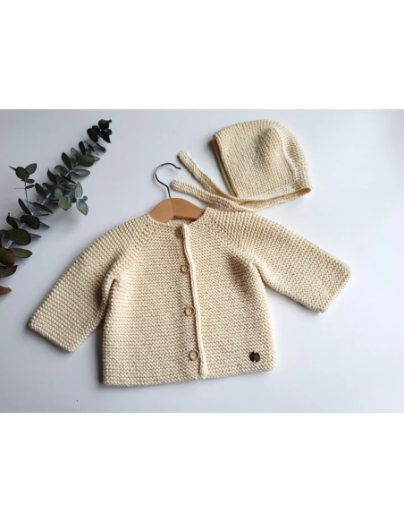 Organik Pamuk Unisex Hırka Şapka Seti