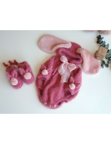 Yenidoğan Kız Bebek Tavşan Kostümü